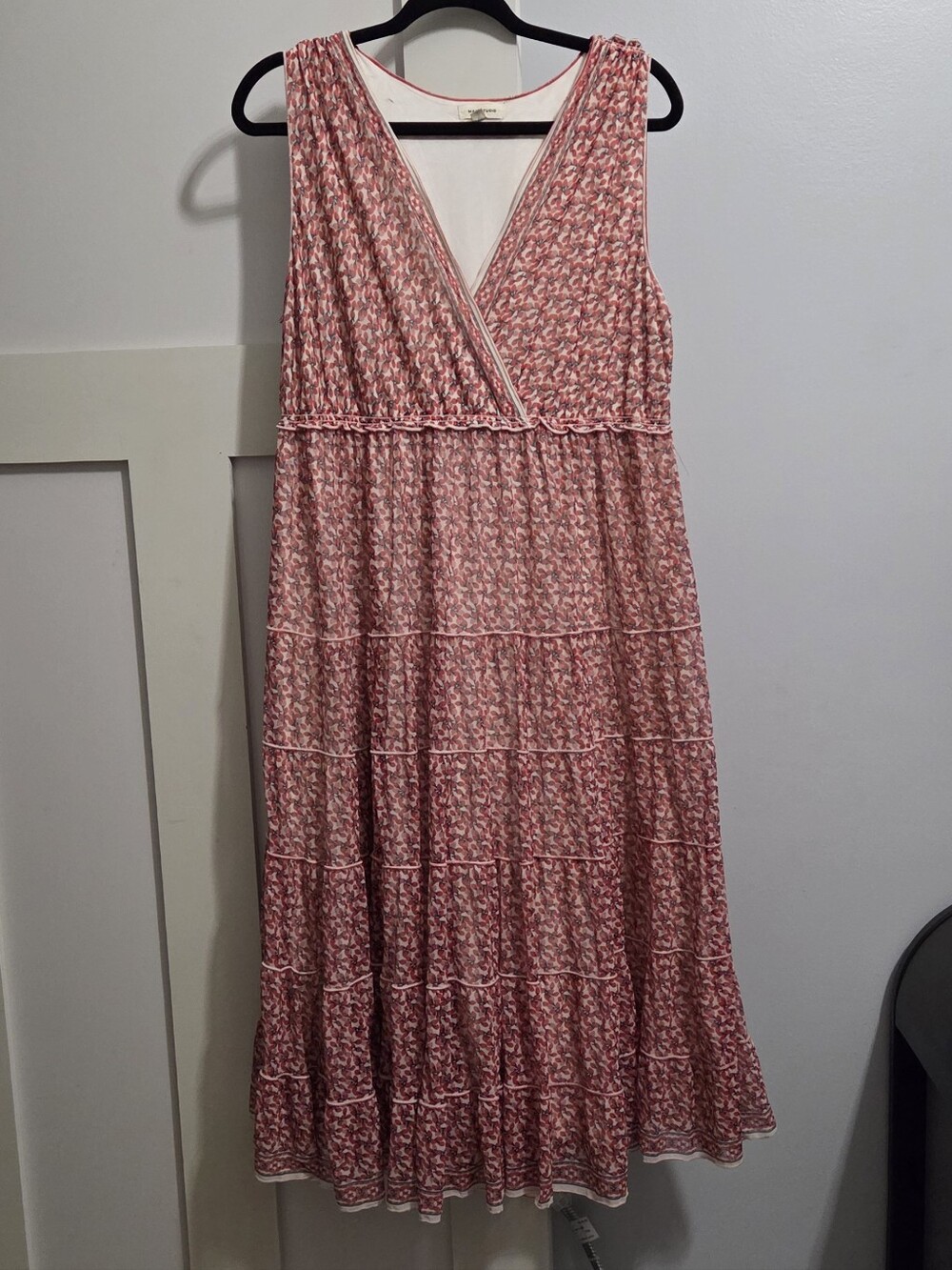 Max Studio Pink Floral Midi Faux Wrap Dress